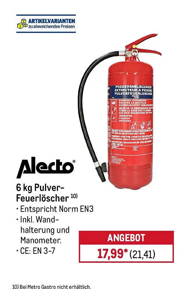 Alecto 6 kg Pulver-Feuerlöscher