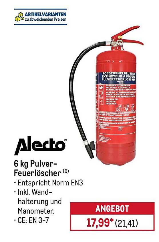 Alecto 6 kg Pulver-Feuerlöscher