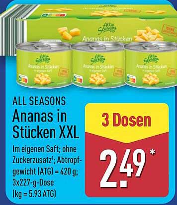 ALL SEASONS Ananas in Stücken XXL