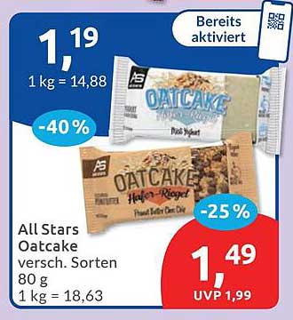 All Stars Oatcake versch. Sorten 80 g