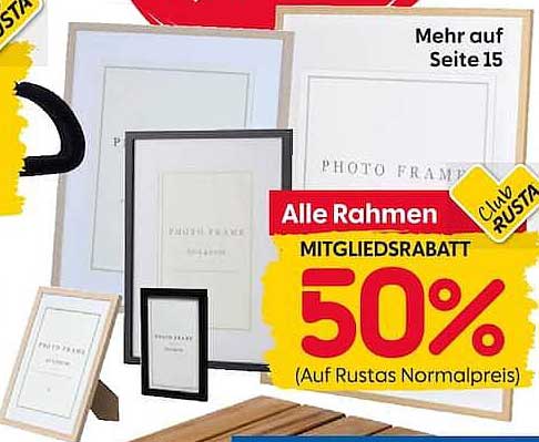Alle Rahmen MITGLIEDSRABATT 50% (Auf Rustas Normalpreis)
