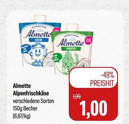 Almette Alpenfrischkäse verschiedene Sorten 150g Becher (6,67/kg)