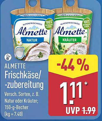 ALMETTE Frischkäse-zubereitung