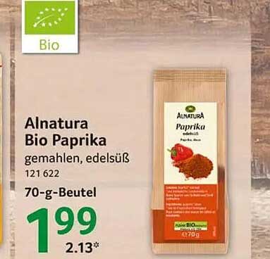 Alnatura Bio Paprika gemahlen, edelsüß 121 622 70-g-Beutel