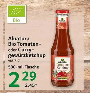 Alnatura Bio Tomaten- oder Currygewürzketchup 500-ml-Flasche