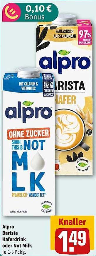 Alpro Barista Haferdrink oder Not Milk je 1-l-Pckg.