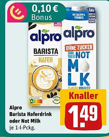 Alpro Barista Haferdrink oder Not Milk je 1-L-Pckg.