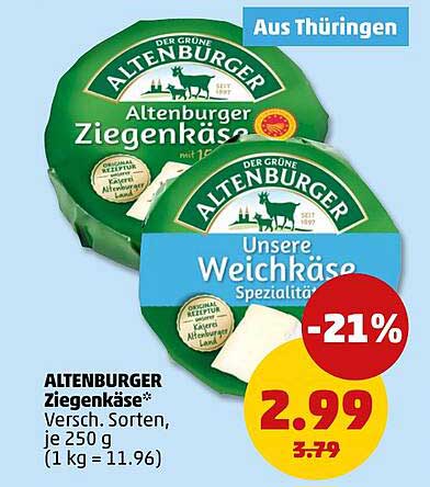 Altenburger Ziegenkäse* Versch. Sorten, je 250 g (1 kg = 11.96)