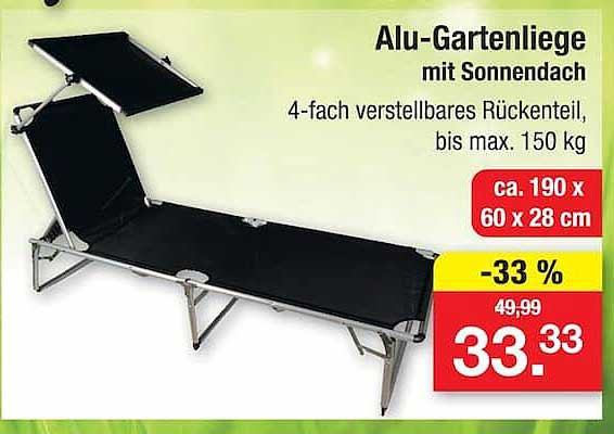 Alu-Gartenliege mit Sonnendach