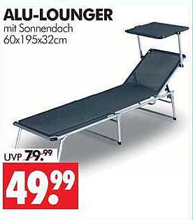 ALU-LOUNGER mit Sonnendach 60x195x32cm