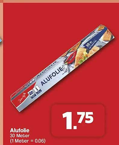 Alufolie 30 Meter (1 Meter = 0.06)