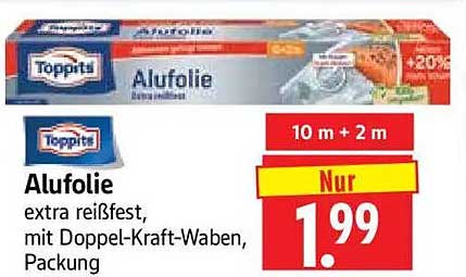 Alufolie extra reißfest, mit Doppel-Kraft-Waben, Packung