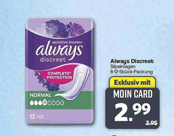 Always Discreet Slipeinlagen 8-12-Stück-Packung