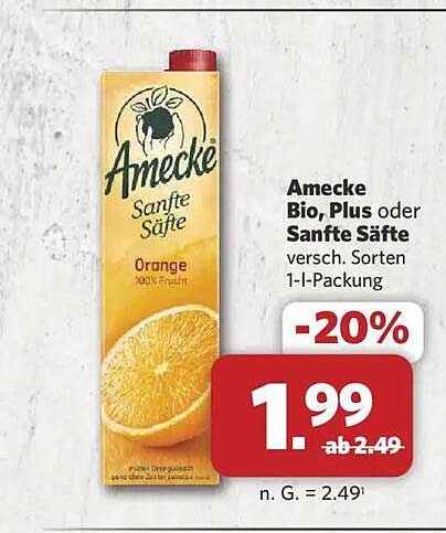 Amecke Bio, Plus oder Sanfte Säfte versch. Sorten 1-l-Packung
