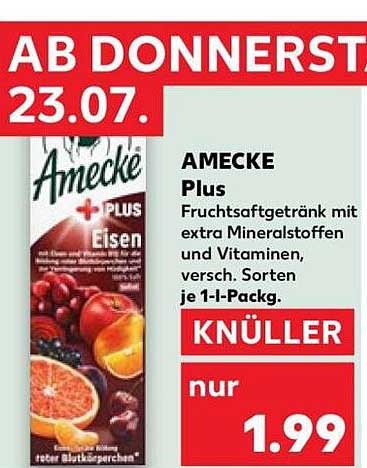 AMECKE Plus Fruchtsaftgetränk mit extra Mineralstoffen und Vitaminen, versch. Sorten je 1-l-Packg. KNÜLLER nur 1.99