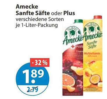 Amecke Sanfte Säfte oder Plus verschiedene Sorten je 1-Liter-Packung