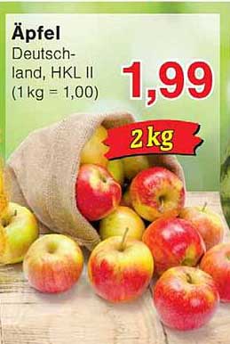 Äpfel Deutschland, HKL II (1 kg = 1,00)