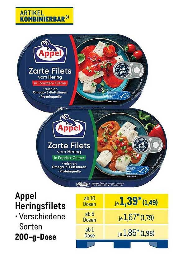 Appel Heringsfilets • Verschiedene Sorten 200-g-Dose
