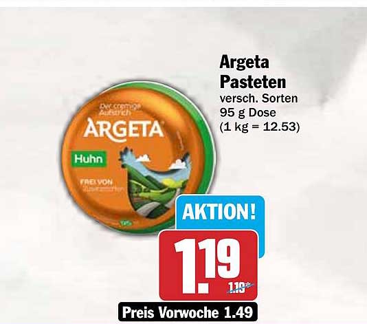 Argeta Pasteten versch. Sorten 95 g Dose (1 kg = 12.53)