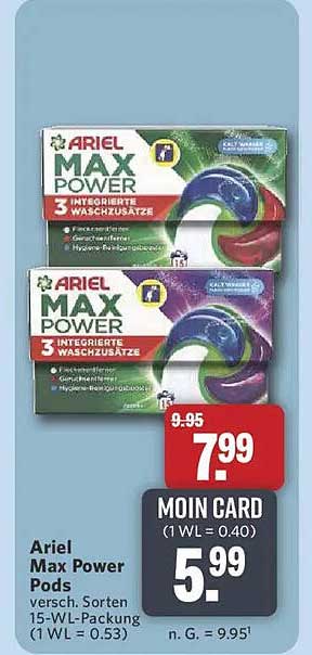 Ariel Max Power Pods versch. Sorten 15-WL-Packung (1 WL = 0.53)