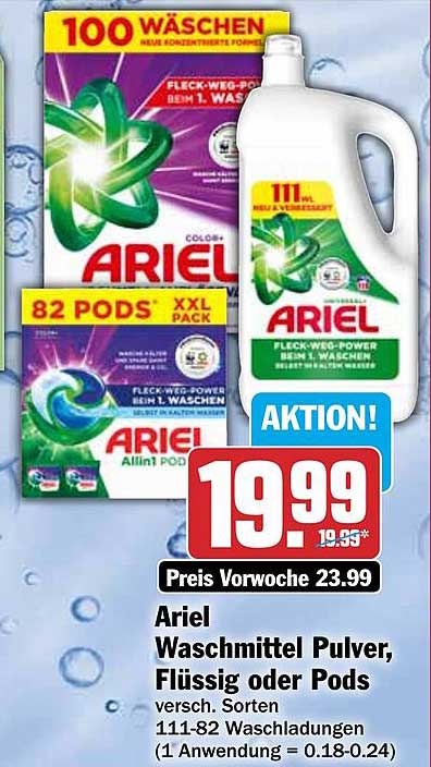 Ariel Waschmittel Pulver, Flüssig oder Pods
