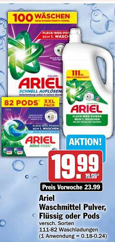 Ariel Waschmittel Pulver, Flüssig oder Pods