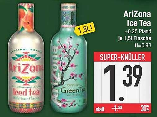 AriZona Ice Tea +0.25 Pfand je 1,5l Flasche