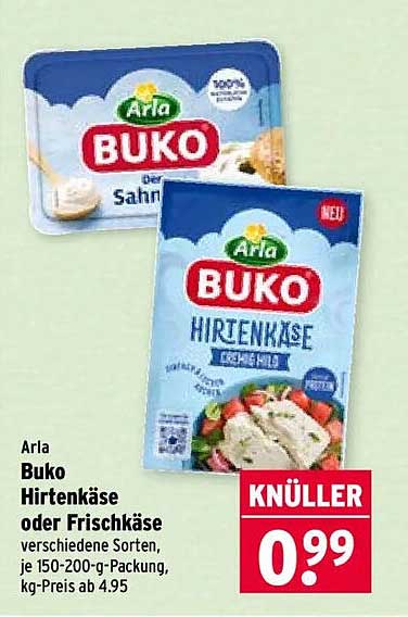 Arla Buko Hirtenkäse oder Frischkäse