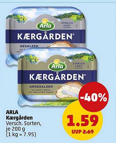 ARLA Kærgården Versch. Sorten, je 200 g (1 kg = 7.95)