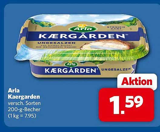 Arla Kaergarden versh. Sorten 200-g-Becher (1 kg = 7.95)