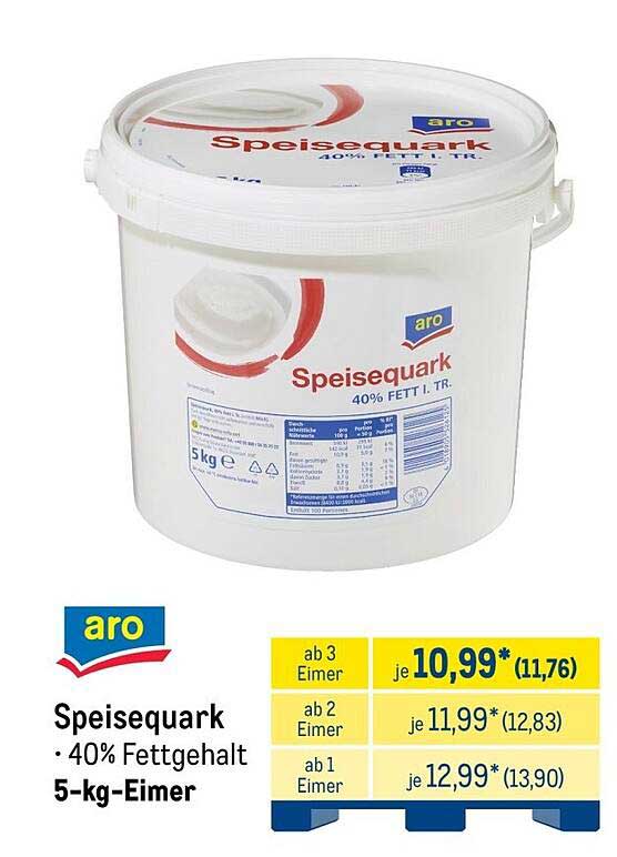 aro Speisequark 40% Fettgehalt 5-kg-Eimer