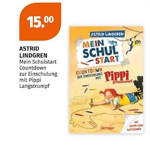 ASTRID LINDGREN Mein Schulstart Countdown zur Einschulung mit Pippi Langstrumpf