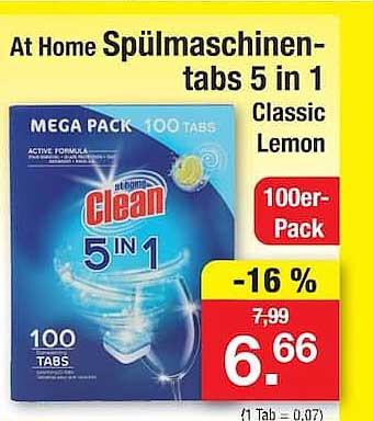 At Home Spülmaschinen-tabs 5 in 1 Classic Lemon