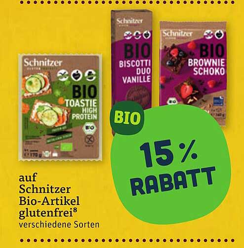 auf Schnitzer Bio-Artikel glutenfrei verschiedene Sorten