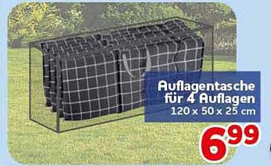 Auflagentasche für 4 Auflagen 120 x 50 x 25 cm