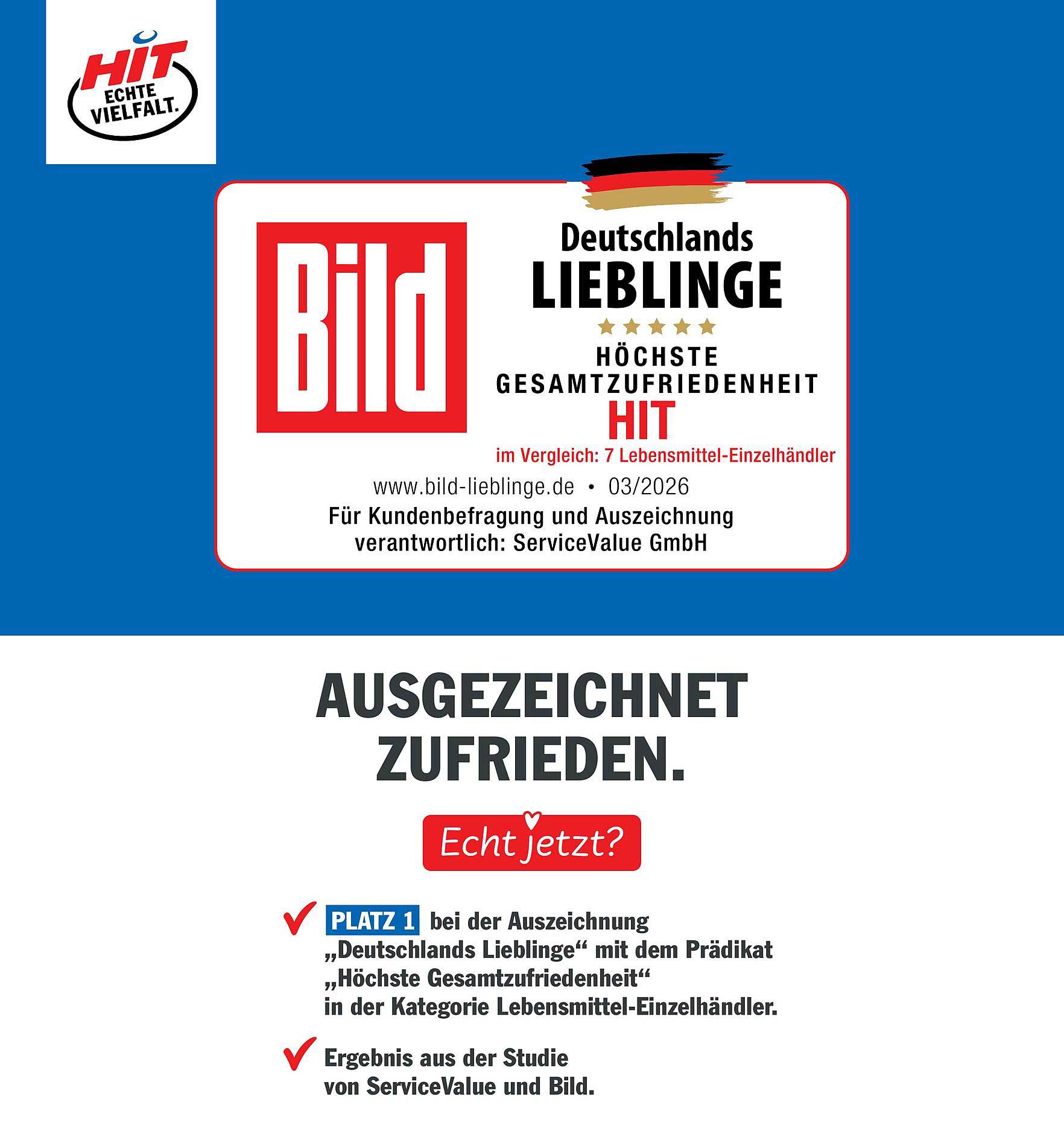 AUSGEZEICHNET ZUFRIEDEN. Echt jetzt?