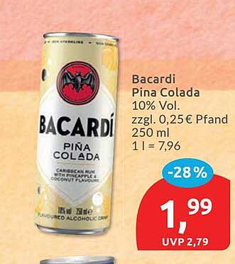 Bacardi Pina Colada 10% Vol. zzgl. 0,25€ Pfand 250 ml 1 l = 7,96