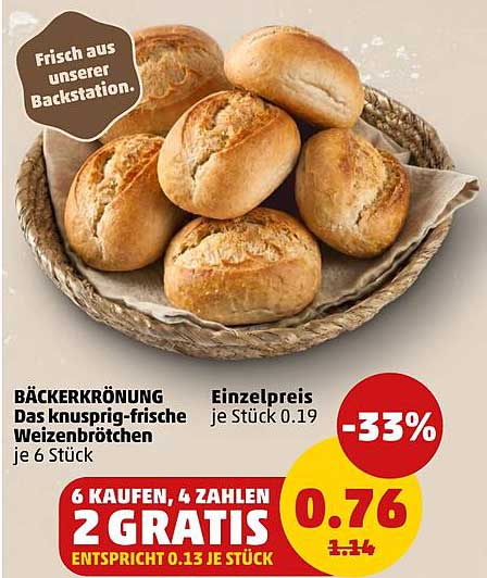 BÄCKERKRÖNUNG Das knusprig-frische Weizenbrötchen je 6 Stück