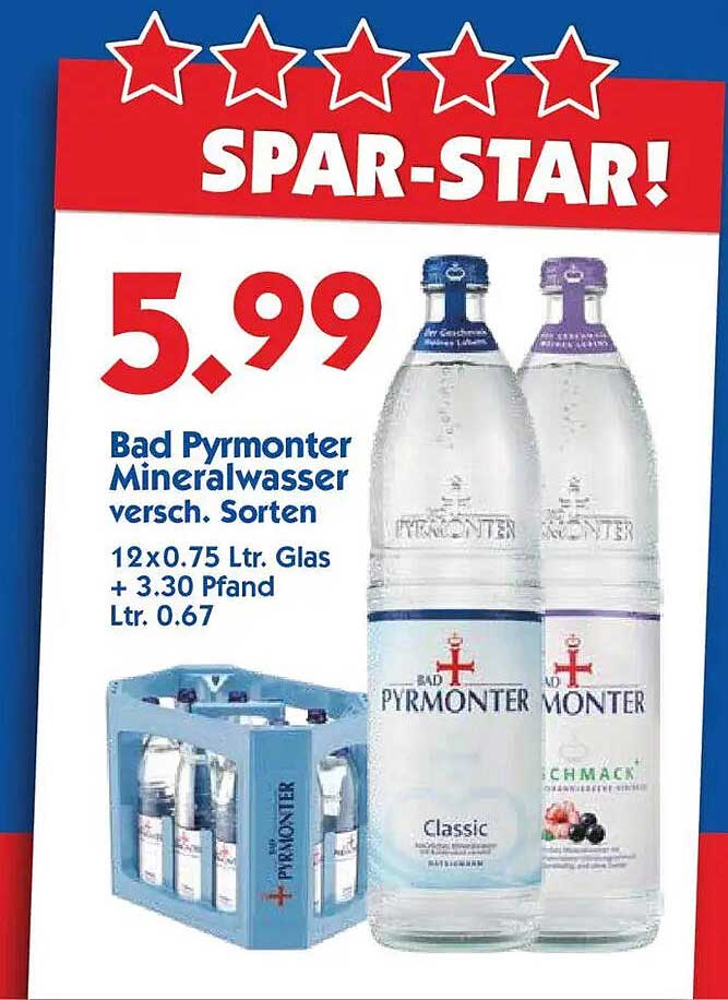 Bad Pyrmonter Mineralwasser versch. Sorten