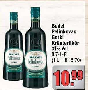 Badel Pelinkovac Gorki Kräuterlikör 31% Vol. 0,7 L-Fl. (1 L = € 15,70)