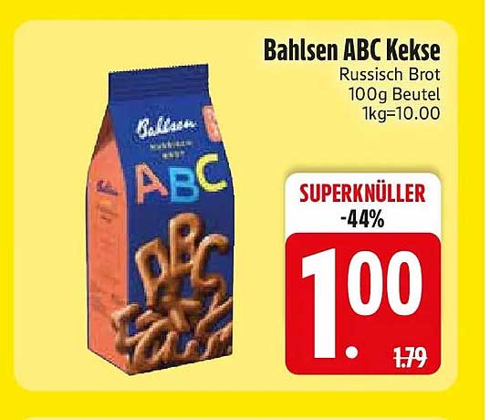 Bahlsen ABC Kekse Russisch Brot 100g Beutel 1kg=10.00