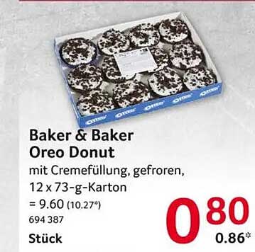 Baker & Baker Oreo Donut mit Cremefüllung, gefroren, 12 x 73-g-Karton