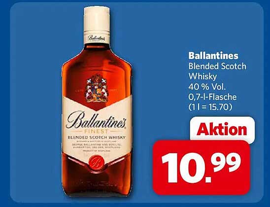Ballantines Blended Scotch Whisky 40 % Vol. 0,7-l-Flasche (1 l = 15.70)