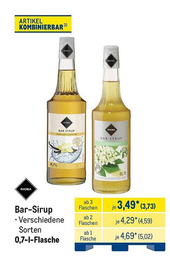 Bar-Sirup • Verschiedene Sorten 0,7-l-Flasche