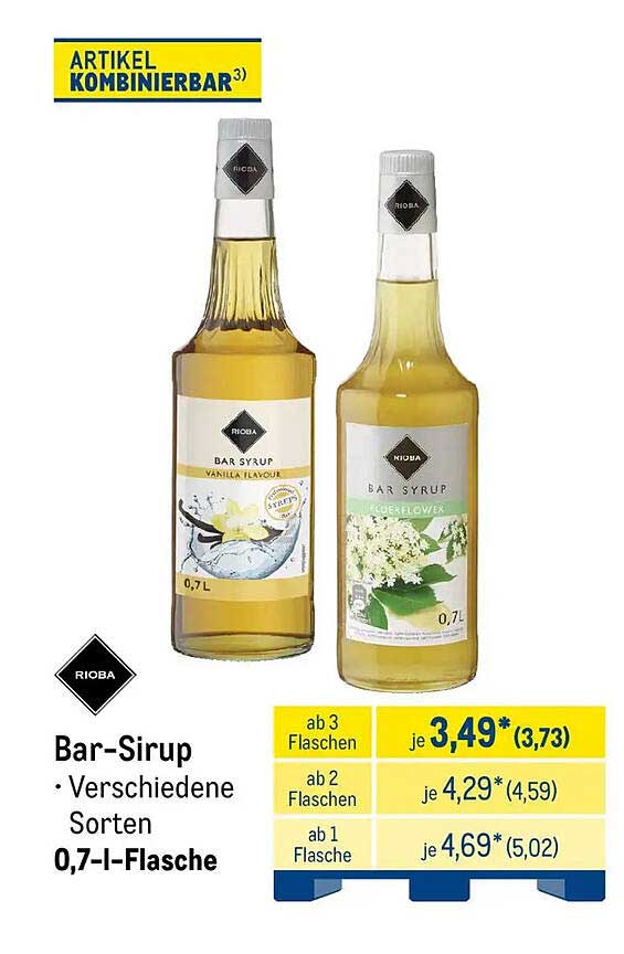 Bar-Sirup Verschiedene Sorten 0,7-l-Flasche