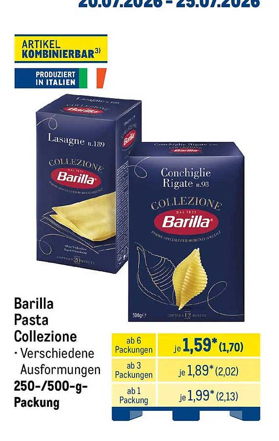 Barilla Pasta Collezione · Verschiedene Ausformungen 250-/500-g-Packung