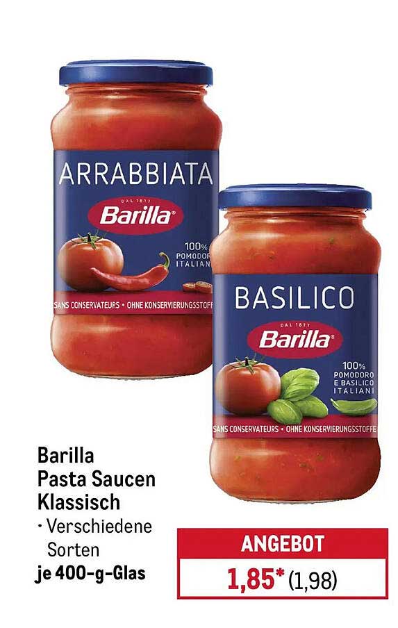 Barilla Pasta Saucen Klassisch