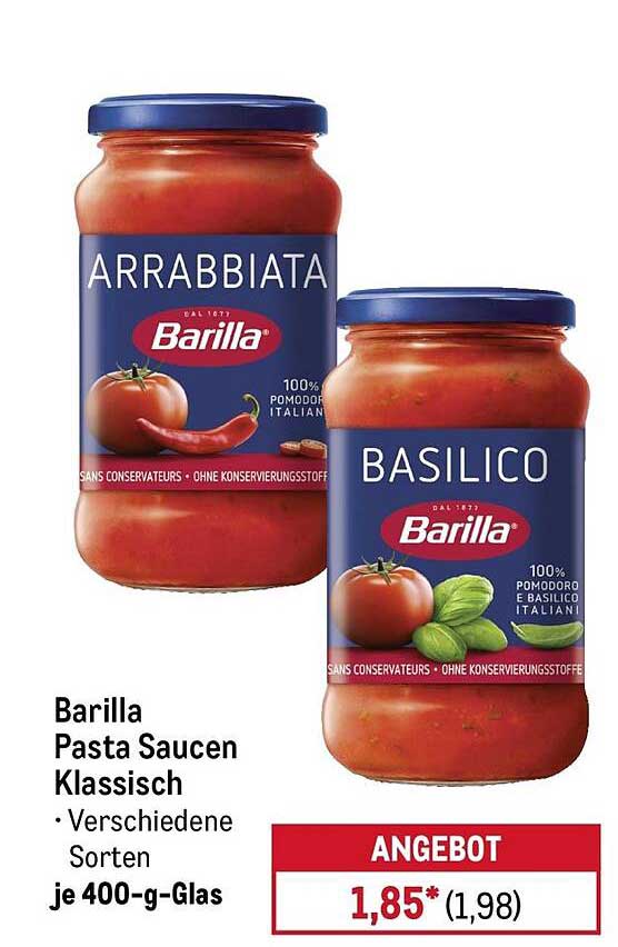 Barilla Pasta Saucen Klassisch