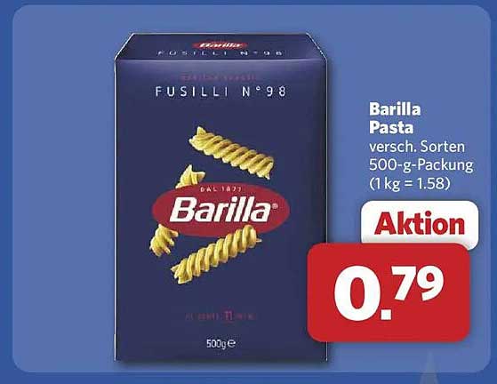 Barilla Pasta versch. Sorten 500-g-Packung (1 kg = 1.58)
