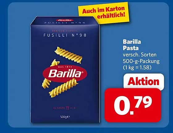Barilla Pasta versch. Sorten 500-g-Packung (1 kg = 1.58)